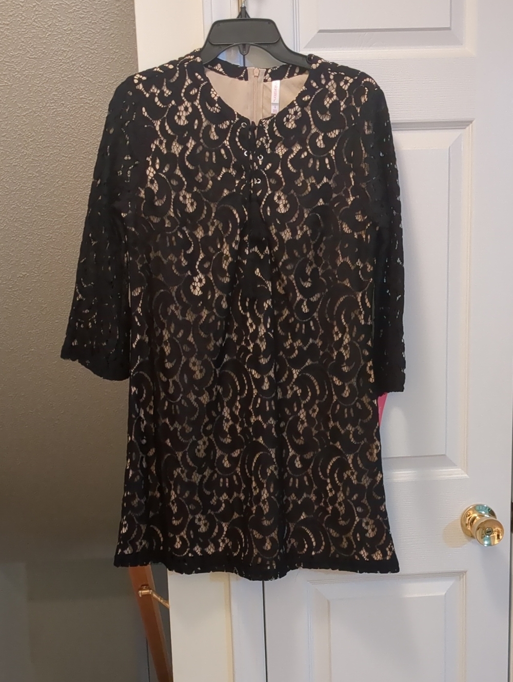 Xhilaration Black Lace Overlay with Nude Underlayer Dress